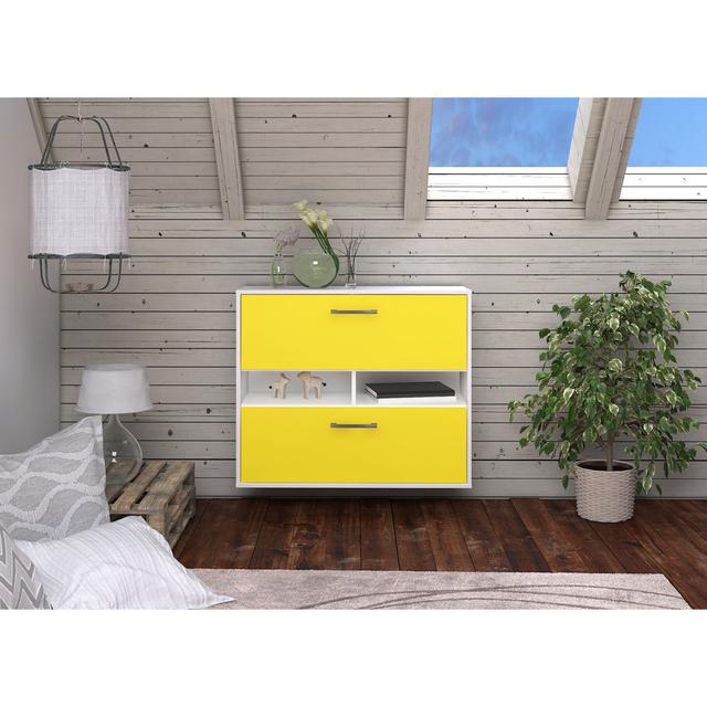 The Bailie sideboard has a mint/anthracite finish and metal handles. It measures 92cm x 79cm x 35cm Brayden Studio Colour: Yellow/White on Productcaster.