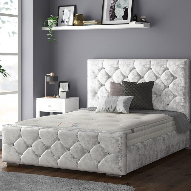 Farallones Upholstered Bed Frame Rosdorf Park Size: Super King (6'), Colour: Silver on Productcaster.