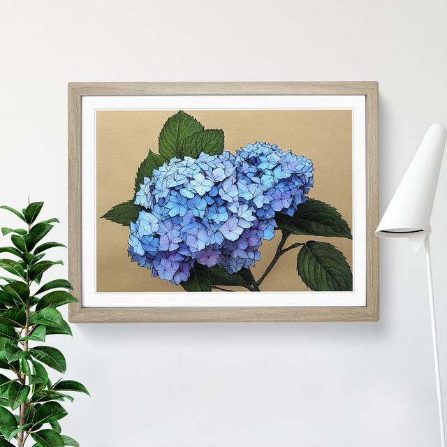 Sumptuous Hydrangea Flowers - Single Picture Frame Painting Marlow Home Co. Size: 25cm H x 34cm W x 2cm D, Frame Colour: Oak on Productcaster.