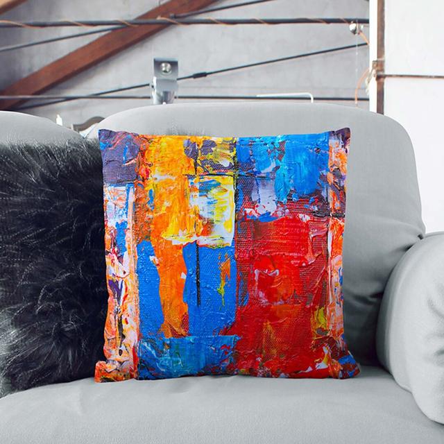 Abstract Art Painting Vol.328 by S.Johnson Cushion with Filling East Urban Home Size: 40 x 40 cm on Productcaster.