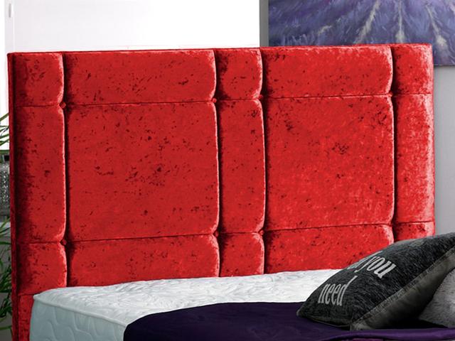 Uma Upholstered Bed Frame Canora Grey Size: Double (4'6), Colour: Red Crush Velvet on Productcaster.