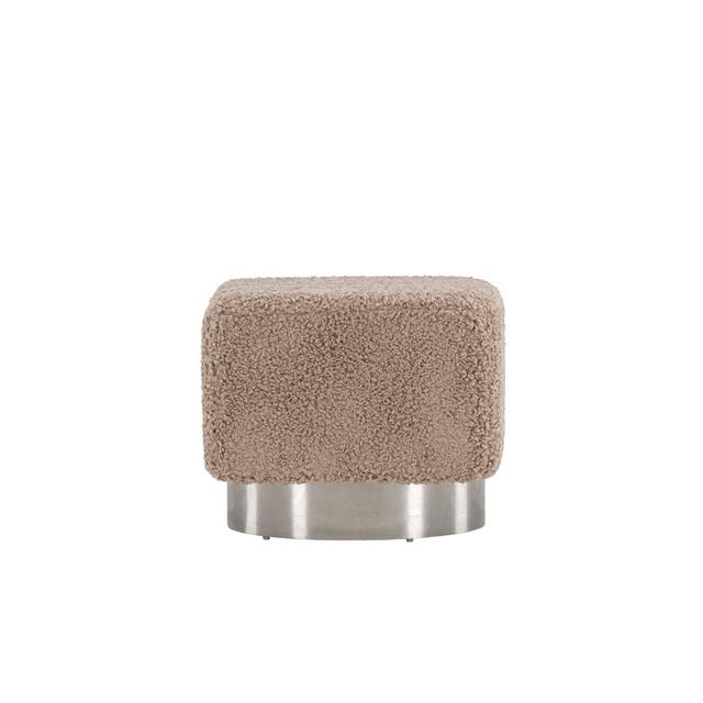 Cristache 45cm Wide Pouffe Ottoman Metro Lane Upholstery Colour: Beige Teddy on Productcaster.