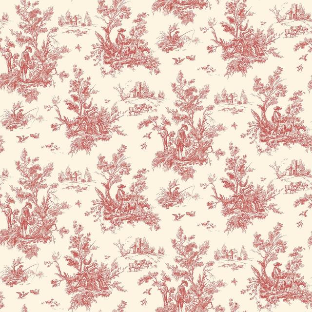 Garretson 1m x 52.8cm Satin Wallpaper Roll Lily Manor Colour: Red on Productcaster.