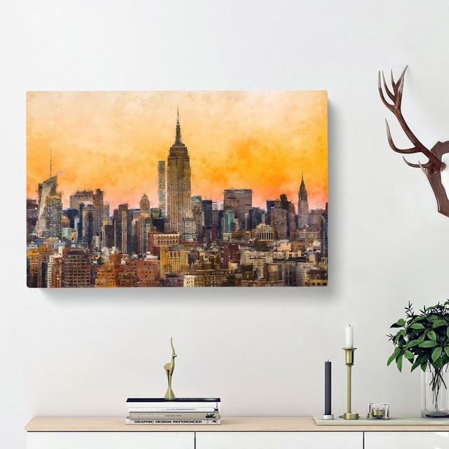 Yellow New York Skyline - Wrapped Canvas Painting East Urban Home Size: 35cm H x 50cm W x 3cm D on Productcaster.