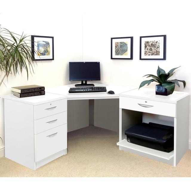 Brelyn Corner Executive Desk Ebern Designs Colour: White on Productcaster.