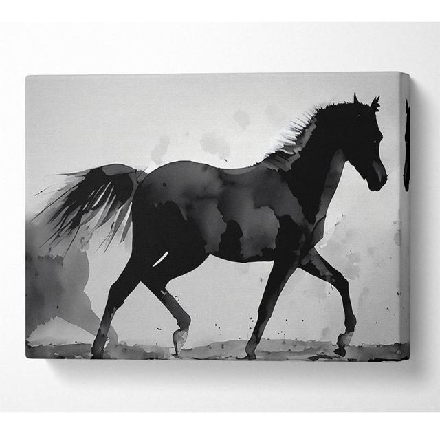 Wild Horses B N W - Wrapped Canvas Art Prints Natur Pur Size: 66cm H x 106.6cm W x 10cm D on Productcaster.