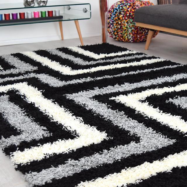 Haricleea California Black Tides Shaggy Rug - 60X230cm (2''X7''8") Ebern Designs Rug Size: Rectangle 60 x 110cm on Productcaster.