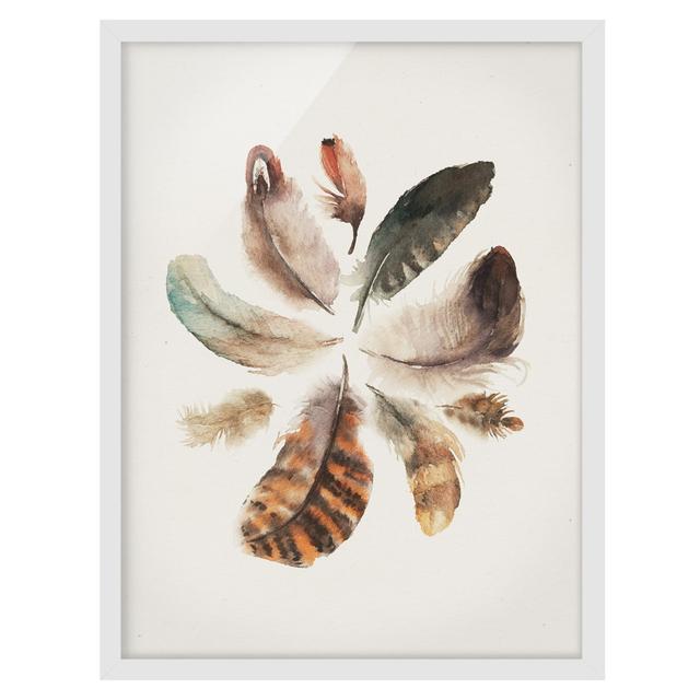 Feather Collection - Picture Frame Graphic Art Gracie Oaks Size: 70cm H x 50cm W x 2cm D, Frame Option: White Framed on Productcaster.