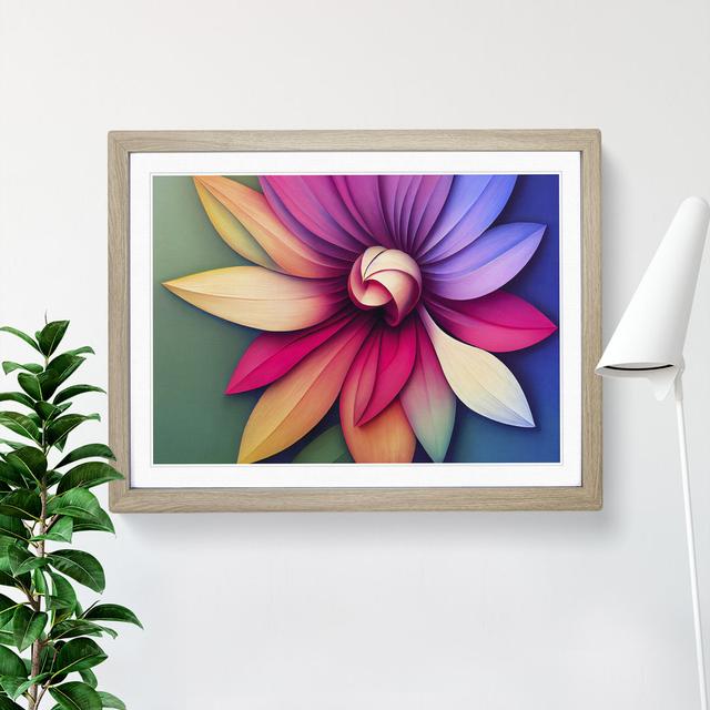 XH1022-9576X Vibrant Modern Flower Art Abstract - Single Picture Frame Print Marlow Home Co. Frame Colour: Oak, Size: 25cm H x 34cm W x 2cm D on Productcaster.