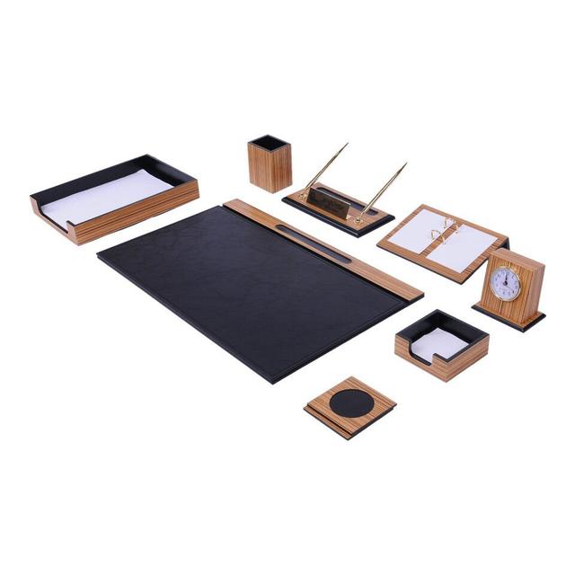 Michihisa Faux Leather Desk Organiser Set Ebern Designs Colour: Black on Productcaster.