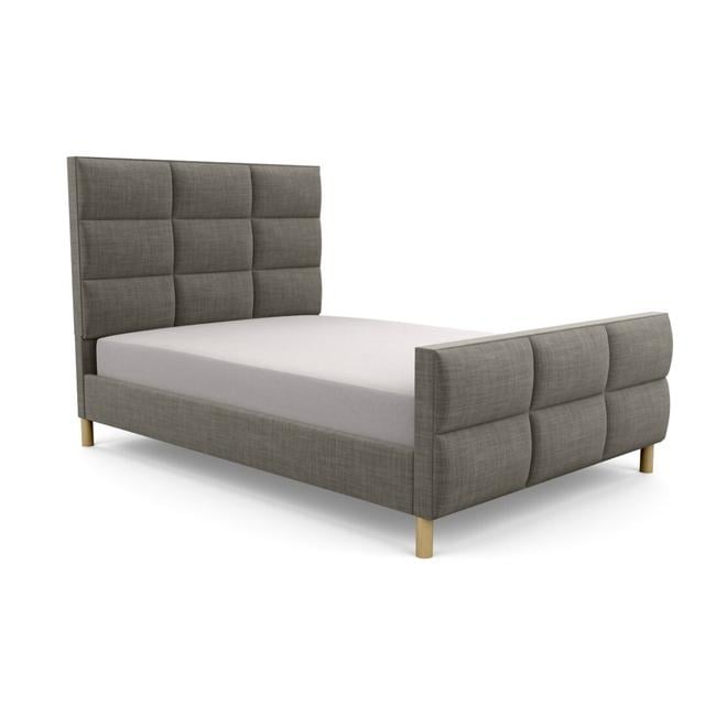 Premium Broughton Upholstered Bed Frame Brayden Studio Upholstery Material: Wool, Upholstery Colour: Grey, Size: Small Double (4') on Productcaster.