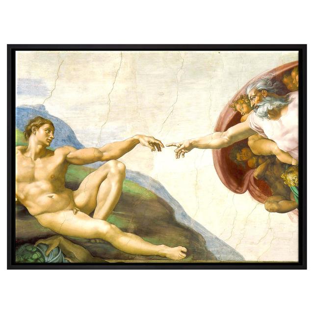 Gerahmtes Leinwandbild Die Schöpfung von Adam von Michelangelo Pixxprint Maße: 65 cm H x 85 cm B x 2,5 cm T on Productcaster.