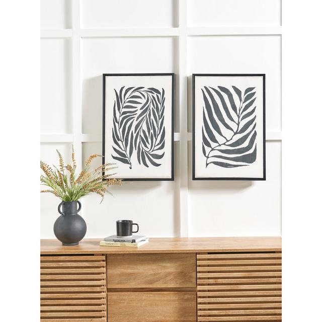 S/2 Black Leaf Print Canvases - 2-teiliges einzelnes Bilderrahmen-Set auf Leinwand Pacific Lifestyle on Productcaster.