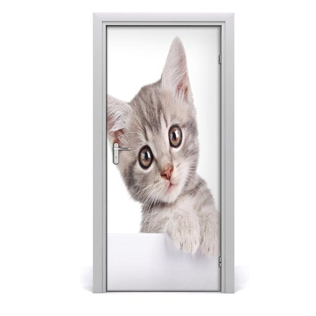 Cat Gray Wall Door Sticker Ebern Designs on Productcaster.