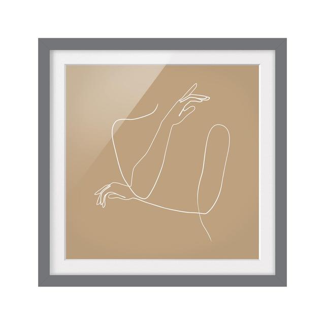 Line Art Hands Woman Beige - Picture Frame Graphic Art Metro Lane Size: 30cm H x 30cm W x 2cm D, Format: Grey, Matte Colour: White on Productcaster.