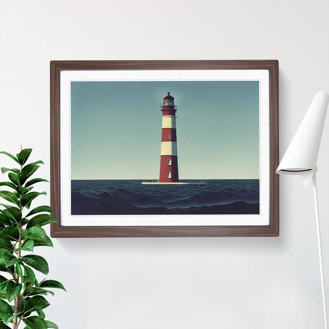 Stupendous Lighthouse - Picture Frame Graphic Art Breakwater Bay Size: 25cm H x 34cm W x 2cm D, Frame Colour: Walnut Framed on Productcaster.