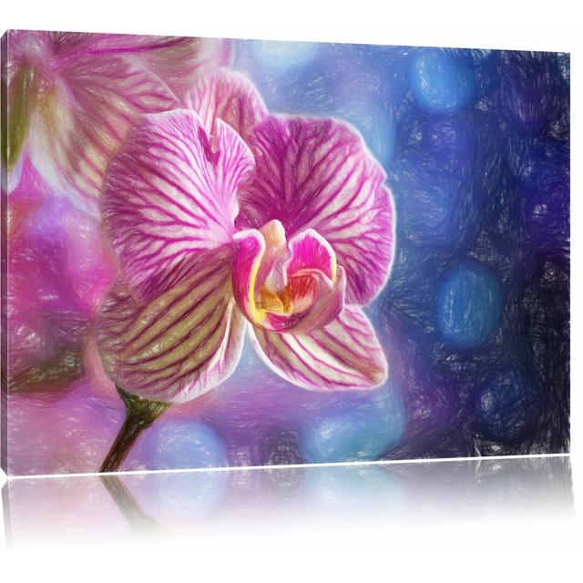 Leinwandbild „Farbenprächtige Orchidee in der Nahaufnahme“, Grafikdruck East Urban Home Größe: 70 cm H x 100 cm B on Productcaster.