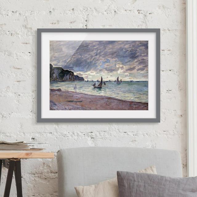 Fishing Boats By The Beach And The Cliffs Of Pourville by Claude Monet - Picture Frame Art Print on Paper East Urban Home Frame Options: Matt grey, Si on Productcaster.