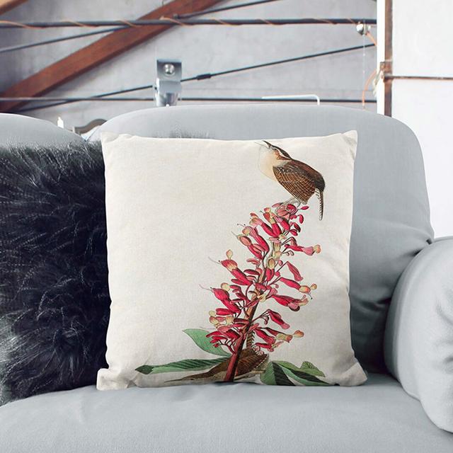 Great Carolina Wrens by John James Audubon Cushion with Filling East Urban Home Size: 40cm H x 40cm W x 15cm D, Backing Colour: Stone on Productcaster.