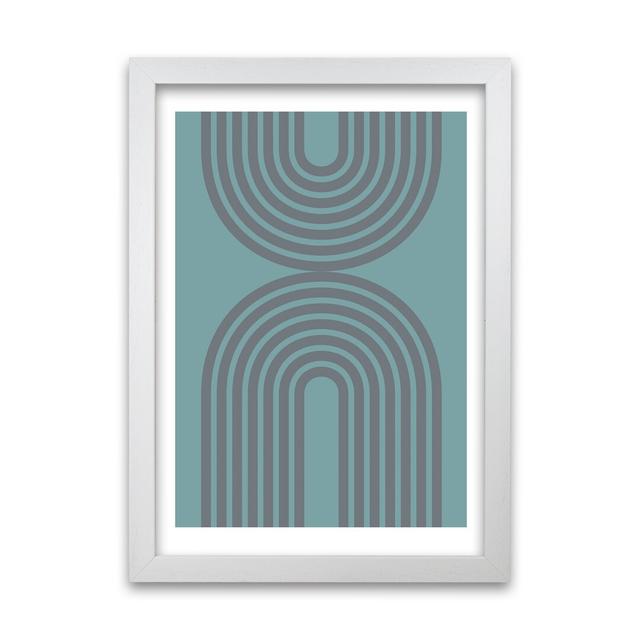 Grey And Blue Modern Rainbow - Print Norden Home Size: 42cm H x 30cm W x 3cm D, Frame Option: White Frame on Productcaster.