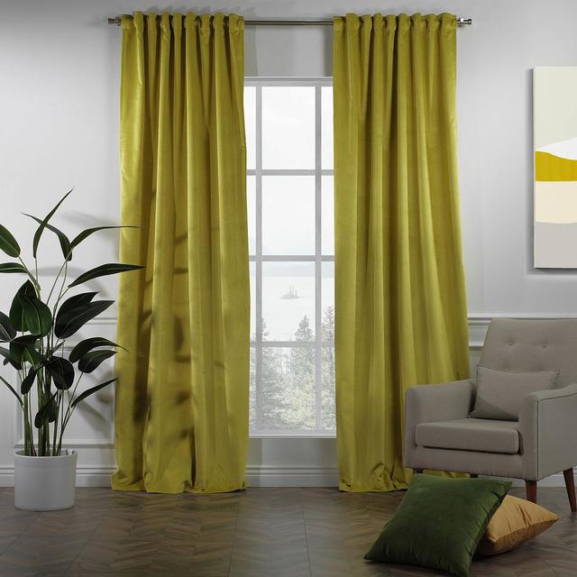 100% Blackout Extra Long & Extra Wide Luxury Matte Velvet Single Curtain Panel Lilijan Home & Curtain Farbe: Rose, Paneel-Größe: 425 H x 140 B cm on Productcaster.