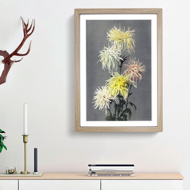 Pink & Yellow Chrysanthemums by Ogawa Kazumasa - Picture Frame Painting Print East Urban Home Size: 36cm H x 27cm W x 2cm D, Frame Option: Oak Framed on Productcaster.