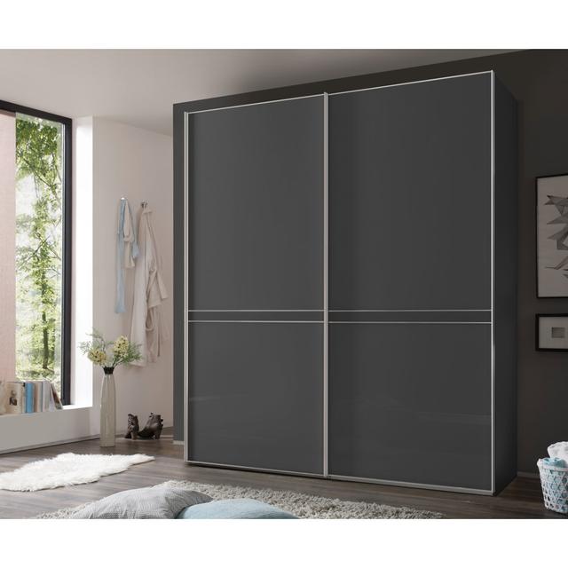 Schwebetürenschrank Sonate Pesaro Staud Ausführung: Vulkanisches Glas/Matt/Vulkan, Größe: 222 cm H x 167 cm B x 68 cm T, Innen-Option: Comfort on Productcaster.