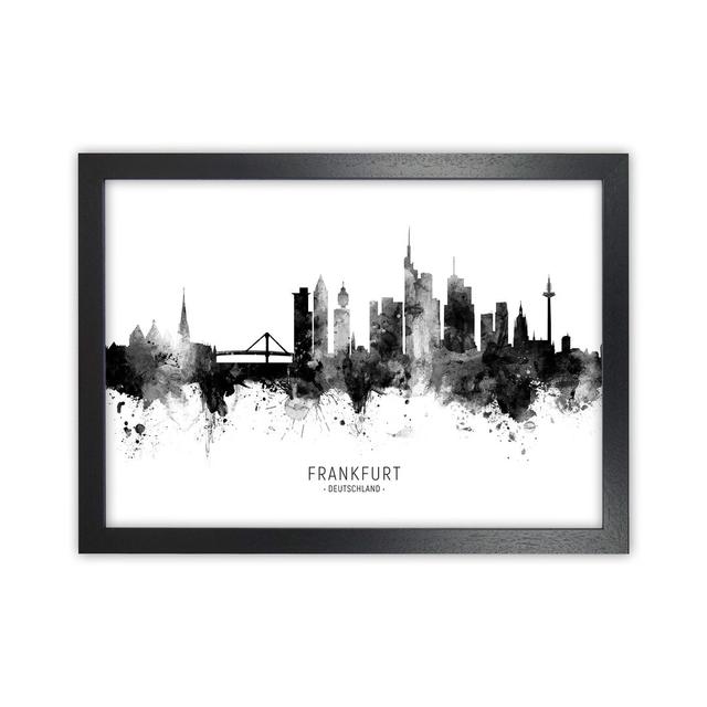 Frankfurt Germany Skyline Black White City Name by Michael Tompsett - Print Latitude Run Size: 25cm H x 34cm W x 3cm D, Format: Black Framed on Productcaster.