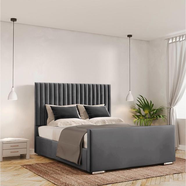 Polsterbett Aurie mit Stauraum Canora Grey Farbe: Asphaltgrau on Productcaster.