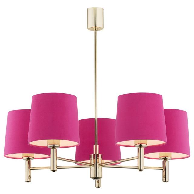 Gourdine 5 - Light Candle Style Chandelier Canora Grey Shade Colour: Pink on Productcaster.