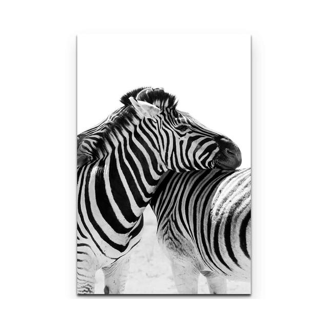 Leinwandbild Kuschelnde Zebras – Namibia East Urban Home Größe: 90 L x 60 B on Productcaster.