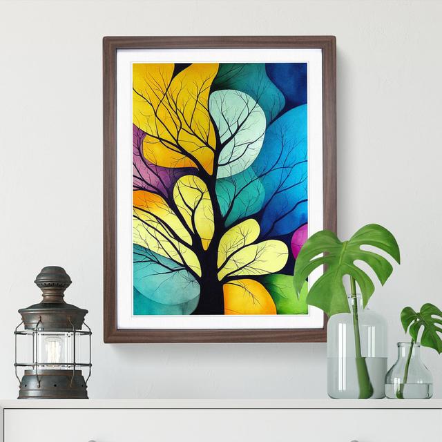 Colourful Tree Leaves No.5 Abstract - Single Picture Frame Print Marlow Home Co. Size: 46cm H x 34cm W x 2cm D, Frame Colour: Walnut on Productcaster.