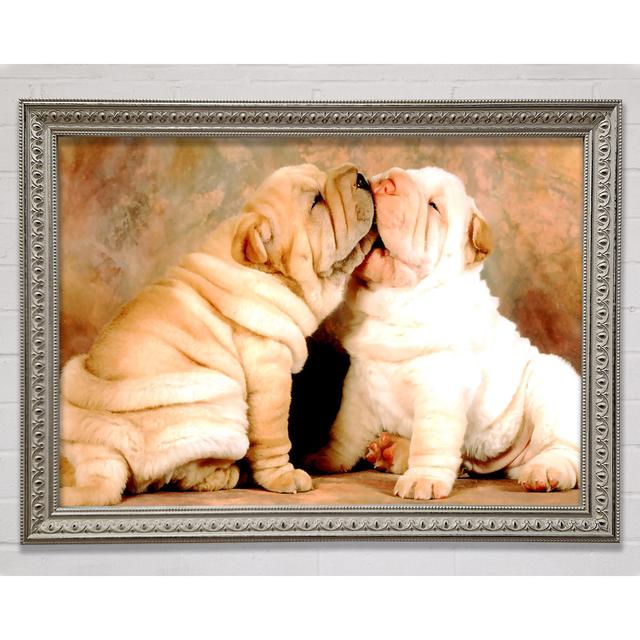 Shar Pei Puppies - Print Ebern Designs Size: 59.7cm H x 84.1cm W x 3cm D, Format: Silver Framed Paper on Productcaster.