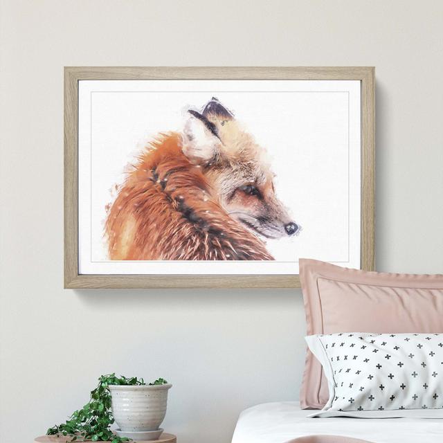 Red Fox in Winter in Abstract - Picture Frame Painting Print East Urban Home Frame Option: Oak Framed, Size: 27cm H x 36cm W x 2cm D on Productcaster.