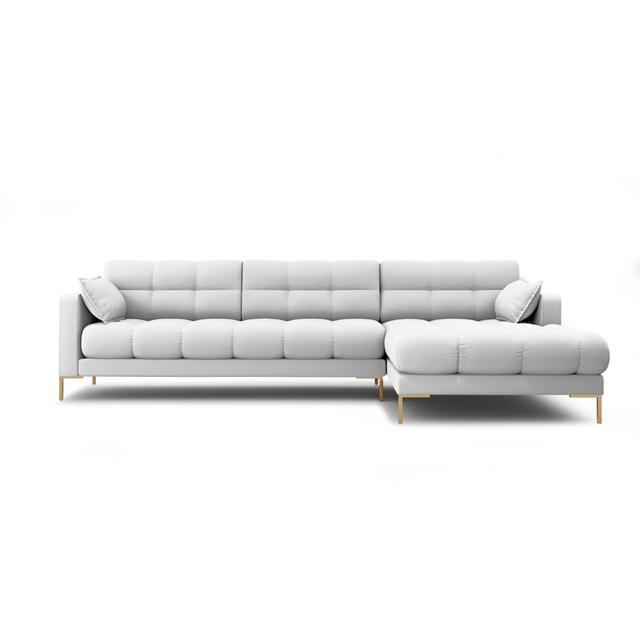 Ecksofa Beanca Brayden Studio Ausrichtung: Rechts ausgerichtet, Polsterfarbe: Hellgrau, Beinfarbe: Gold on Productcaster.