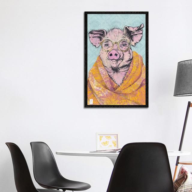 Pig In A Cashmere Shawl by Sharlene Loomis - Gallery-Wrapped Canvas Giclée on Canvas Bloomsbury Market Format: Black Floater Framed, Size: 101.6cm H x on Productcaster.