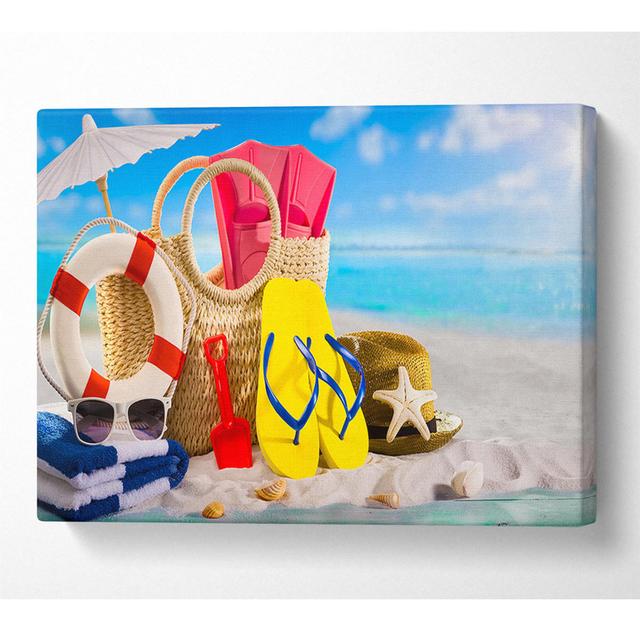 On The Beach Fun House of Hampton Size: 101.6cm H x 142.2cm W, Format: Wrapped Canvas on Productcaster.