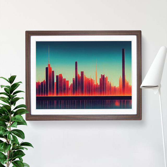 Resplendent Skyscraper Skyline - Single Picture Frame Print 17 Stories Size: 46cm H x 64cm W x 2cm D, Frame Colour: Walnut Framed on Productcaster.