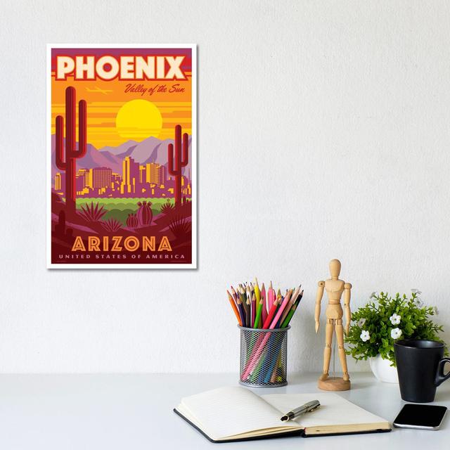 Phoenix Travel Poster Happy Larry Size: 30.48cm H x 20.32cm W x 1.91cm D on Productcaster.