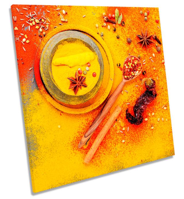 Spicy Herbs Powder Kitchen Picture CANVAS WALL ART Square Print Orange 17 Stories Size: 60cm H x 60cm W x 2cm D on Productcaster.