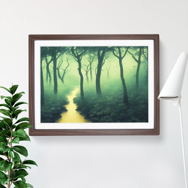 Misty Japanese Forest - Single Picture Frame Print Alpen Home Size: 25cm H x 34cm W, Frame Colour: Walnut Framed on Productcaster.