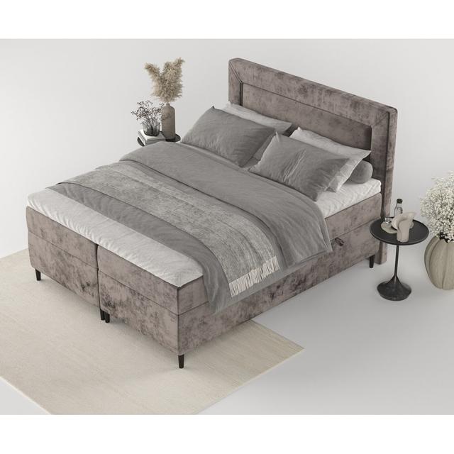 Luxus Boxspringbett Noble mit Visco-Schaum Topper mit Algenbezug Maison de Rêve Farbe: Braun, Größe: 140 x 200 cm on Productcaster.