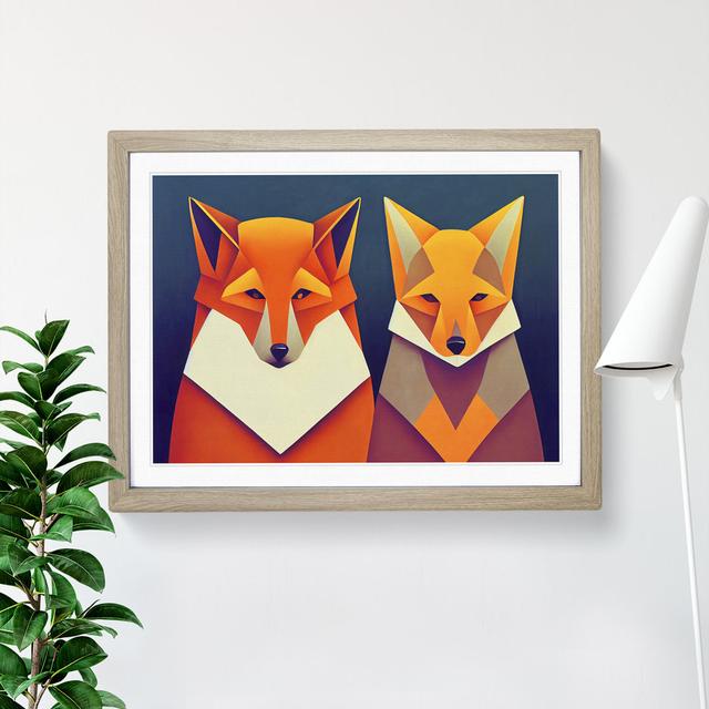 Two Abstract Foxes Vol.2 - Picture Frame Graphic Art Alpen Home Frame Colour: Oak, Size: 46cm H x 64cm W x 2cm D on Productcaster.