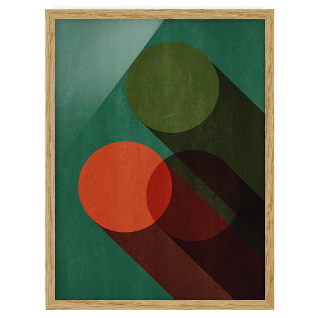 Gerahmtes Poster Abstract Shapes – Circles in Green and Red Ebern Designs Maße: 70 cm H x 50 cm B x 2 cm T, Matte Farbe: Keine Matte, Format: Braun ge on Productcaster.