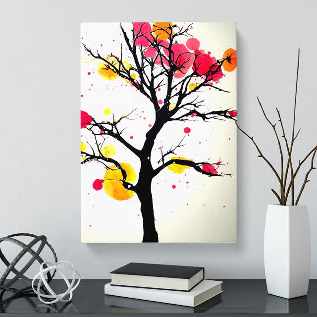 Peach Blossom Tree Splatter Vol.2 - Wrapped Canvas Graphic Art Marlow Home Co. Size: 76cm H x 50cm W x 3cm D on Productcaster.