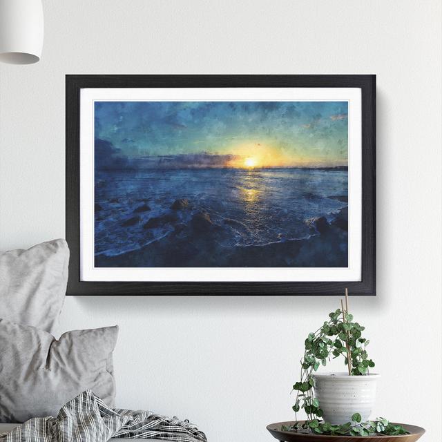 The Sunset over the Ocean - Picture Frame Painting East Urban Home Size: 27cm H x 36cm W x 2cm D, Frame Option: Black Framed on Productcaster.