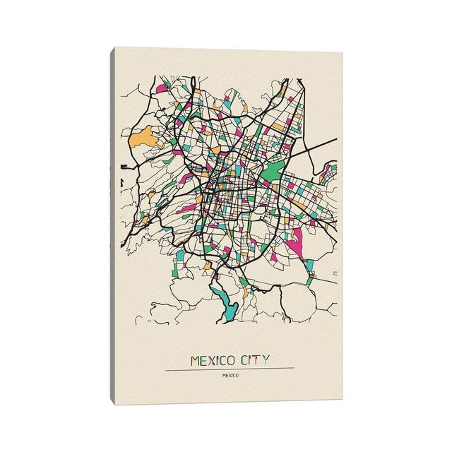 Mexico City Map by Ayse Deniz Akerman - Wrapped Canvas Graphic Art on Canvas Borough Wharf Size: 152.4cm H x 101.6cm W x 3.8cm D on Productcaster.