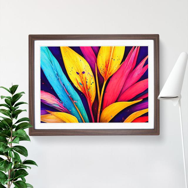 Bird of Paradise Flower - Picture Frame Painting Bay Isle Home Size: 46cm H x 64cm W x 2cm D, Frame Colour: Walnut Framed on Productcaster.