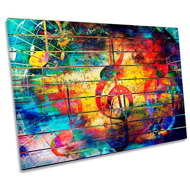 Grunge Music Note Musical - Wrapped Canvas Print Rosalind Wheeler Size: 30.5cm H x 45.7cm W x 2cm D on Productcaster.