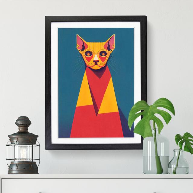 Sphynx Cat Soviet Art - Single Picture Frame Print ClassicLiving Frame Option: Black, Size: 64cm H x 46cm W x 2cm D on Productcaster.